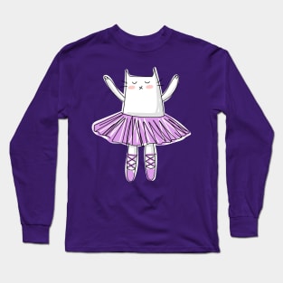 Purple Ballerina Cat Long Sleeve T-Shirt